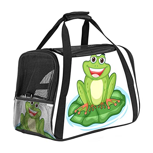 Xingruyun Hundetragetasche Grüner Frosch Katzentragetasche Faltbare Transporttasche Atmungsaktiv Haustiertasche Für Katzen Und Hunden 43x26x30 cm von Xingruyun