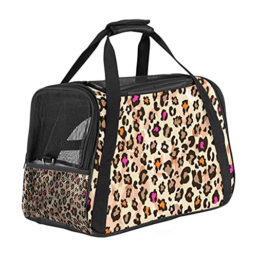 Xingruyun Hundetragetasche Leopardenmuster Katzentragetasche Faltbare Transporttasche Atmungsaktiv Haustiertasche Für Katzen Und Hunden 43x26x30 cm von Xingruyun