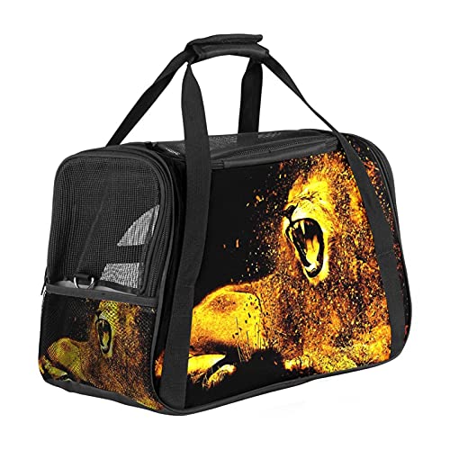 Xingruyun Hundetragetasche Löwenfeuer Katzentragetasche Faltbare Transporttasche Atmungsaktiv Haustiertasche Für Katzen Und Hunden 43x26x30 cm von Xingruyun