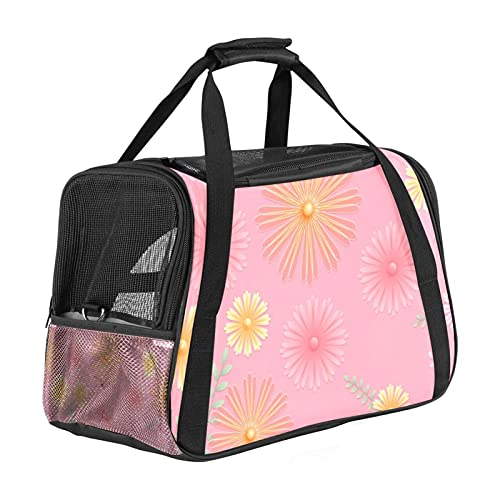 Xingruyun Hundetragetasche Rosa Gänseblümchen Katzentragetasche Faltbare Transporttasche Atmungsaktiv Haustiertasche Für Katzen Und Hunden 43x26x30 cm von Xingruyun