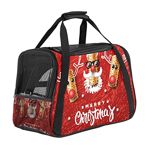 Xingruyun Hundetragetasche Roter Weihnachtselch Katzentragetasche Faltbare Transporttasche Atmungsaktiv Haustiertasche Für Katzen Und Hunden 43x26x30 cm von Xingruyun