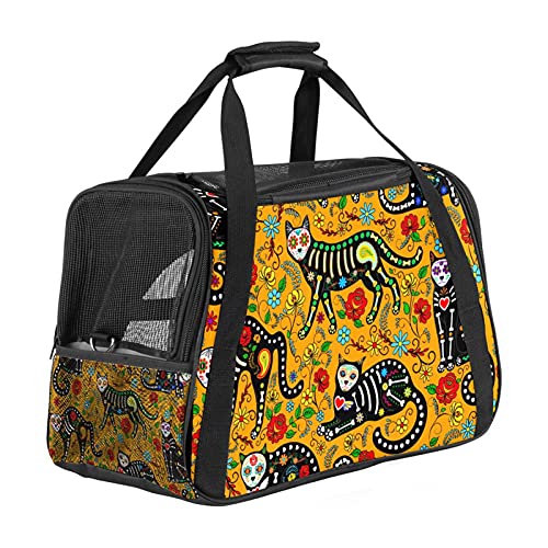 Xingruyun Hundetragetasche Schädelkatzen Katzentragetasche Faltbare Transporttasche Atmungsaktiv Haustiertasche Für Katzen Und Hunden 43x26x30 cm von Xingruyun