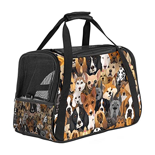 Xingruyun Hundetragetasche Verschiedene Hundekopf Katzentragetasche Faltbare Transporttasche Atmungsaktiv Haustiertasche Für Katzen Und Hunden 43x26x30 cm von Xingruyun