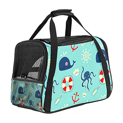 Xingruyun Hundetragetasche Wal-Krake Katzentragetasche Faltbare Transporttasche Atmungsaktiv Haustiertasche Für Katzen Und Hunden 43x26x30 cm von Xingruyun