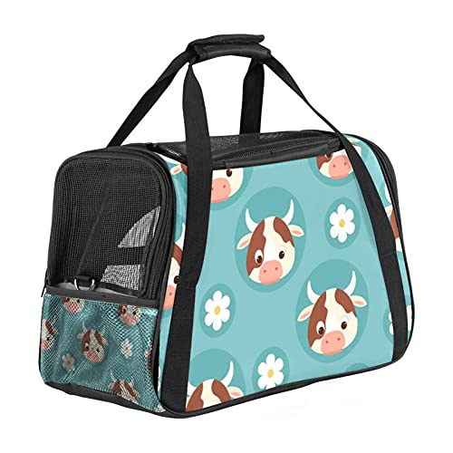 Xingruyun Katze Transporttasche Blumen und Kühe Hund Transporttasche Faltbare Tragetasche für Haustiere Hundetragetasche Katzentragetasche 43x26x30 cm von Xingruyun