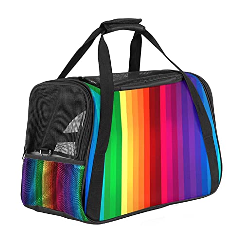 Xingruyun Katze Transporttasche Bunter Regenbogen Hund Transporttasche Faltbare Tragetasche für Haustiere Hundetragetasche Katzentragetasche 43x26x30 cm von Xingruyun