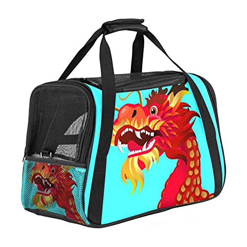 Xingruyun Katze Transporttasche Drachenblau Hund Transporttasche Faltbare Tragetasche für Haustiere Hundetragetasche Katzentragetasche 43x26x30 cm von Xingruyun