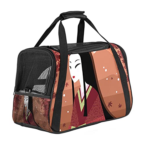 Xingruyun Katze Transporttasche Japanische Frau Hund Transporttasche Faltbare Tragetasche Für Haustiere Hundetragetasche Katzentragetasche 43x26x30 cm von Xingruyun