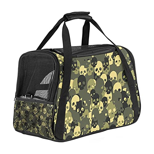 Xingruyun Katze Transporttasche Tarnschädel Hund Transporttasche Faltbare Tragetasche für Haustiere Hundetragetasche Katzentragetasche 43x26x30 cm von Xingruyun