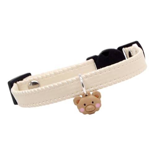 Haustierhalsband, Katzenhalsband, verstellbare Kunstlederriemen für Haustiere mit Teddybär-Anhänger, Schnellverschluss, weiches Hundehalsband, Dekoration von Xinhuju