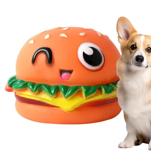 Hunde-Hamburger-Spielzeug – Kauspielzeug für Hunde, Welpenbedarf | Linderung von Langeweile und Training, interaktives Zahnreinigungsspielzeug für Hunde, Quietschspielzeug zum Kauen von Welpen für Hun von Xinhuju