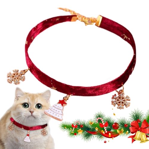 Katzenhalsband für Weihnachten, Schneeflocke, verstellbare Weihnachtshalsbänder aus Schneeflocke – niedlich und vielseitig, bequem, für das Gehen und das tägliche von Xinhuju