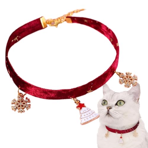 Schneeflocken-Katzenhalsband, Weihnachtshalsbänder für Katzen | Verstellbare Schneeflocken-Weihnachtshalsbänder | Niedliches und vielseitiges dekoratives Halsband, bequem, für Spaziergänge und den von Xinhuju