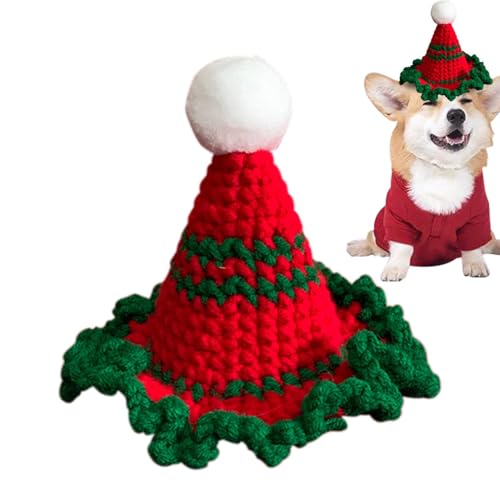 Weihnachtsmützen für Katzen, Strickmütze für Hunde – Weihnachtsthema niedlicher Weihnachtshut | Welpen-Kostüm, weich und bequem für Feierlichkeiten von Weihnachtsbäumen von Xinhuju