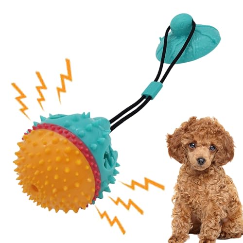 Xinhuju Leckerli-Spender-Hundespielzeug, Futterspender-Ball für Hunde - Interaktiver Leckerli-Ballspender mit Saugnapf - Anti-Biss-Leckerli-Spielzeug für Tauziehen, Zähneputzen und Kauen von Xinhuju