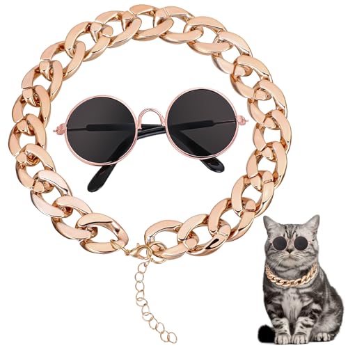 Xinjoduz Katzen Sonnenbrille Klein Sonnenbrille Für Katzen Hunde Sonnenbrille Chihuahua Katzen Uv Schutz Sonnenbrille Hundehalsband Hundekette Mit 1 Paar Haustier Sonnenbrillen Für Hunde Katzen von Xinjoduz