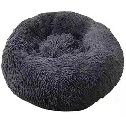 Xinyuelife Flauschig Hundebett,für Katzen und Hunde Rundes Plüsch Hundebett，Katzenbett in Doughnut-Form，Hundekissen Waschbar，Haustiermatte zum Ausgehen geeignet (70cm, Dunkelgrau) von Xinyuelife