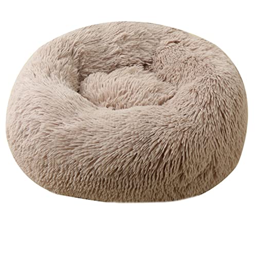 Xinyuelife Flauschig Hundebett,für Katzen und Hunde Rundes Plüsch Hundebett，Katzenbett in Doughnut-Form，Hundekissen Waschbar，Haustiermatte zum Ausgehen geeignet (70cm, Kaffeefarbe) von Xinyuelife