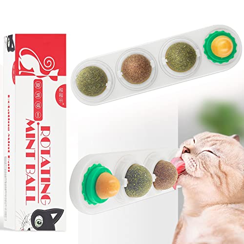 Katzenminze Ball für Katzen Set,Katzenminze Bälle für Katzen,Essbare Katzenminze-Bälle,4 in 1 Katzenminze Ball für Katzen Set,Drehbare Katze Süßigkeiten,Katzenspielzeug,Katzenminze Spielzeug von Xionghonglong