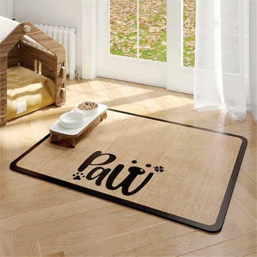 Haustier-Futtermatte SaugfäHige Napfunterlage FüR Hunde Und Katze Katzennapf Unterlage Absorbierende Futtermatte Katzen Anti-Rutsch Wasserfest Und Leicht Zu Reinigen Pet Mat (50x70cm,Farbe 4) von Xisnuient