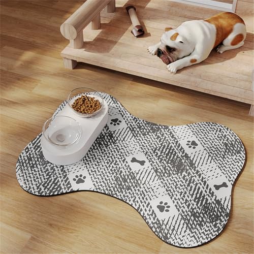 Haustierfuttermatte FüR Hunde Und Katze Napfunterlage Katzen Futternapf Unterlage Tierfuttermatte Haustier Futtermatten Katzennapf Fressnapf Futtermatte Katzenfutter Matte (35x50 cm,Grau) von Xisnuient