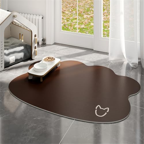 Hunde- Und Katzennapfmatte Fressnapf Unterlage wasserdichte Und Napfunterlage Pet Feeding Mat Haustier-Futtermatte rutschfeste Matte FüR Spender Placemats Pet Carpet Cat Dog (Brown,35x50 cm) von Xisnuient