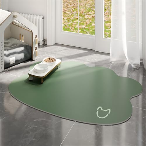 Hunde- Und Katzennapfmatte Fressnapf Unterlage wasserdichte Und Napfunterlage Pet Feeding Mat Haustier-Futtermatte rutschfeste Matte FüR Spender Placemats Pet Carpet Cat Dog (Dark Green,35x50 cm) von Xisnuient