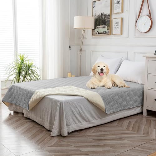 Hundedecke Wasserdicht Und Katzendecke Mit Rutschfestem Boden Undurchlässig Langlebig ältere Kinder Haustier Bed Cover Sofa Handtuch Matratze Sofakissen Outdoor Hundematte (137x208cm,Hellgrau) von Xisnuient