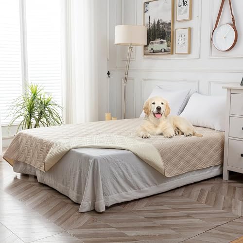 Hundedecke Wasserdicht Und Katzendecke Mit Rutschfestem Boden Undurchlässig Langlebig ältere Kinder Haustier Bed Cover Sofa Handtuch Matratze Sofakissen Outdoor Hundematte (208x259 cm,Khaki) von Xisnuient