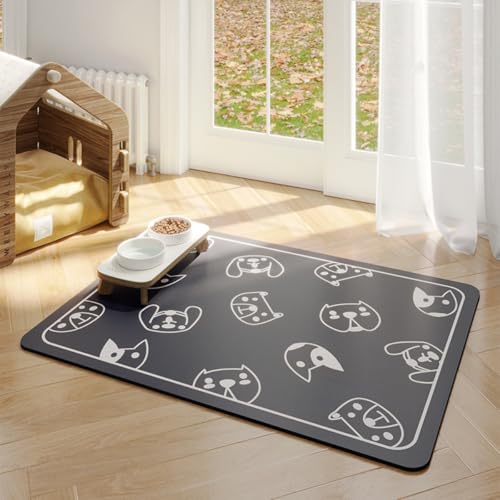 Napfunterlage Hund Hochwertige Rutschfest Hundenapf Unterlage Mit Katzen Und Hunde Motive SaugfäHige Schnelltrocknend Futtermatten FüR Haustier Futtermatte Pet Hundefutter Mat (35x50 cm,Farbe 5) von Xisnuient