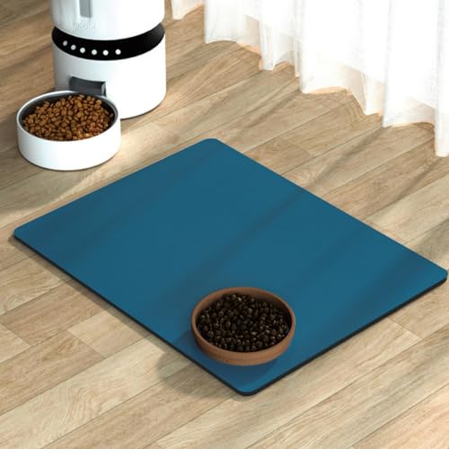 Napfunterlage Hund Hochwertige rutschfest Hundenapf Unterlage Mit Tatzenmuster Saugfähige Schnelltrocknend Futtermatten Für Haustier Futtermatte Kaffeevollautomat Pet Mat (50x80cm,Blau) von Xisnuient