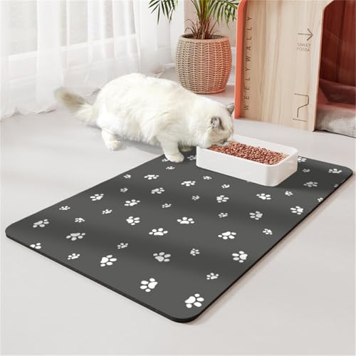 Xisnuient Napfunterlage Hund Katzen Futternapf Unterlage Katzentoilette rutschfest Hundenapf Mats Super SaugfäHige Schnelltrocknend Futtermatten FüR Haustier Futtermatte FüR Katzen (40x60 cm,Farbe 1) von Xisnuient