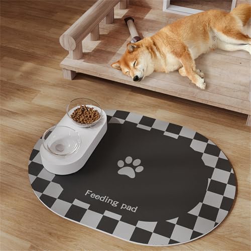 Napfunterlage Hund Katzen Futternapf rutschfeste Hundenapf Unterlage Katzennapf Fressnapf Futtermatte Katzenmatte Futter Matte Katzenfutter Leicht Zu Reinigen Pet Carpet (35x50 cm,Farbe 1) von Xisnuient