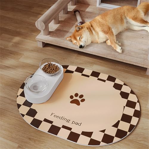 Napfunterlage Hund Katzen Futternapf rutschfeste Hundenapf Unterlage Katzennapf Fressnapf Futtermatte Katzenmatte Futter Matte Katzenfutter Leicht Zu Reinigen Pet Carpet (35x50 cm,Farbe 2) von Xisnuient