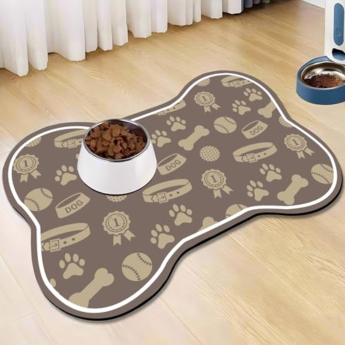 Napfunterlage Hund Katzen Silikon Hundenapf Unterlage Futtermatten FüR Hunde Und Katzen Katzennapf Unterlage Feeding Mat Haustier FüTterung Matte Futternapf Matten Pet Carpet (Brown,30x40 cm) von Xisnuient