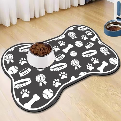 Napfunterlage Hund Katzen Silikon Hundenapf Unterlage Futtermatten FüR Hunde Und Katzen Katzennapf Unterlage Feeding Mat Haustier FüTterung Matte Futternapf Matten Pet Carpet (Dark Grey,80x120 cm) von Xisnuient