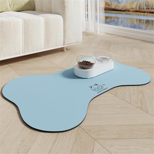 Napfunterlage Katzen Und Hunde rutschfeste Futtermatte Katzen Wiederverwendbare Katzenfuttermatte Unterlage Katzennapf Hundenapf SaugfäHig Futtermatte FüR Haustiere Hund (50x80 cm,Blau) von Xisnuient