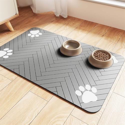 StüCke Hund Katze FüTterungsmatte Silikon Napfunterlage Haustier Futternapf Unterlage wasserdichte rutschfeste Katzen Hunde FüTterung Matte Tiernapf Mat Hundenapf Katzennapf (30x50 cm,Farbe 2) von Xisnuient