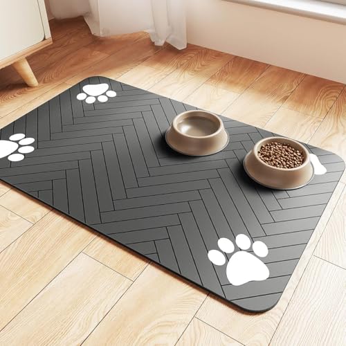 StüCke Hund Katze FüTterungsmatte Silikon Napfunterlage Haustier Futternapf Unterlage wasserdichte rutschfeste Katzen Hunde FüTterung Matte Tiernapf Mat Hundenapf Katzennapf (40x60 cm,Farbe 1) von Xisnuient