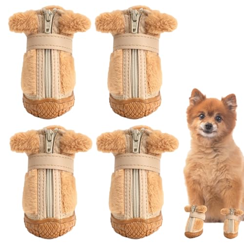 Schuhe für kleine Hunde, Pfotenschutz, für Spaziergänge im Freien, Schuhe für Welpen, rutschfest, robust, 4-teiliges Set von Xistuoz