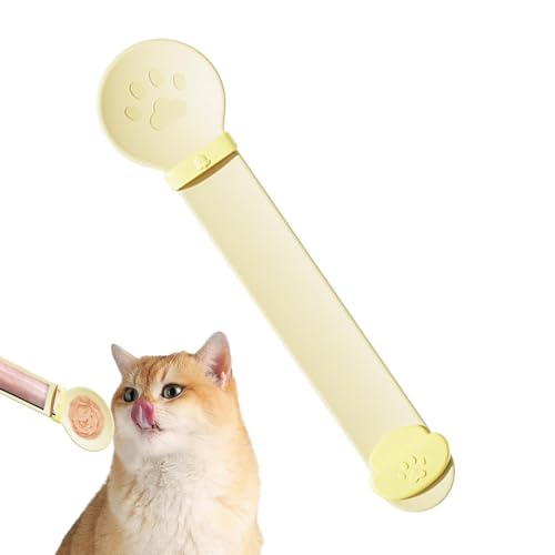 Xistuoz Cat Strip Feeder, Portable Sliding Cat Spoon For Liquid Snack, Wet Food Squeezer Spoon, Cat Squeezer Feeder, Lickable Cat Snack Scoop For All Cats, For Puree, Bisque, Liquid von Xistuoz