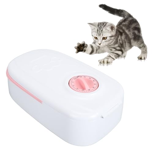 Automatischer Futterspender für Haustiere, Zeitgesteuerter Einzelmahlzeiten-Katzenfutterspender Nass- und Trockenfutterspender mit Drehbarer Schnalle für Katzen und Hunde (PINK) von Xiuganpo