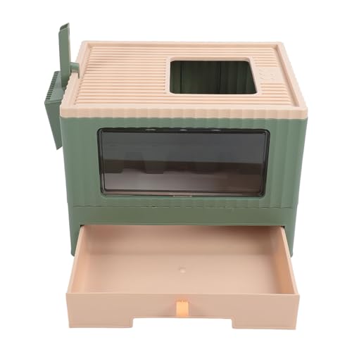 Geschlossene Katzentoilette, Abgedeckte Katzentoilette mit Seitlichem Zugang von Oben und Deckel Katzentoilette mit Großer Schublade Katzen-Toilettenbox für Katzenkätzchen (Green) von Xiuganpo