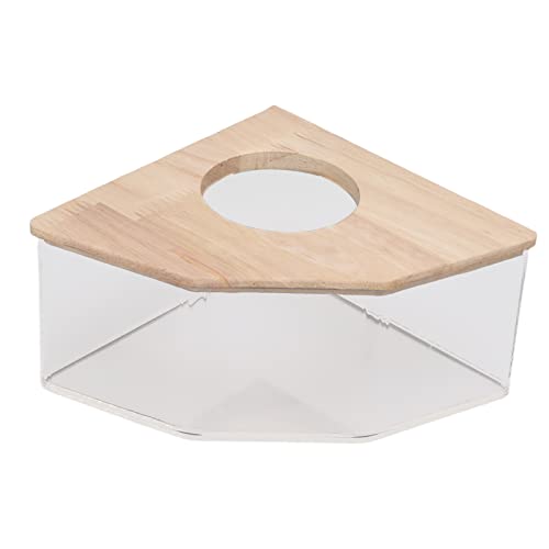 Xiuganpo Hamsterbad Acryl Sand Badezimmerbox, Sichere, Leicht zu Reinigende, Platzsparende Beobachtungsecke Badebox für Hamster aus Acryl und Holz für Kleinhamsterbedarf 5,9 X 5,9 X 3,1 von Xiuganpo