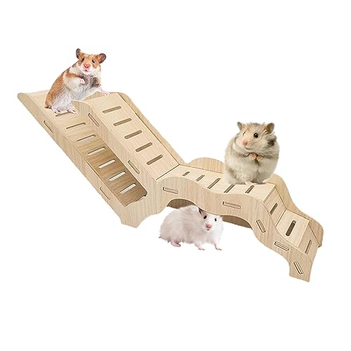 Hamster Kletterleiter Holz Kletterspielzeug Hamstertunnel und Brücke Hütte Übungsplattform Dekorative Landschaftsgestaltung für Rennmäuse Mäuse und kleine Tiere von XiyaxiVici