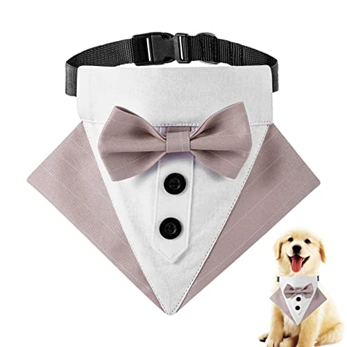 Xmod Halsband für Hunde | Verstellbarer formeller Hunde-Smoking,Hundehalsband mit Fliege, formelles Haustier-Katzen-Krawattenhalsband, Hochzeitskostü für kleine bis große Hunde von Xmod