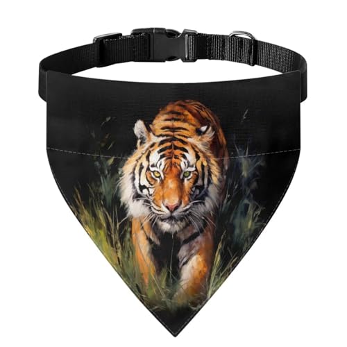 Xoenoiee Bandana mit Tiger-Wildnis-Aufdruck, wendbar, für Hunde und Katzen, mit verstellbarer Schnalle, weiche Haustierbekleidung, Haustierkostüm, Dekoration, Größe M von Xoenoiee