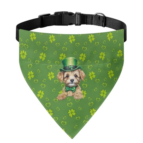 Xoenoiee Bandana mit Yorkshire Terrier-Aufdruck, für Hunde und Katzen, Lätzchen, Kleeblatt, St. Patrick's Day, weicher Schal, verstellbares Haustierkostüm, Haustier-Bandana mit Schnalle, für kleine von Xoenoiee