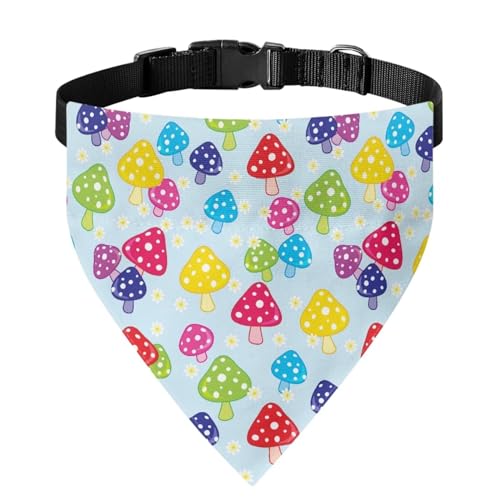 Xoenoiee Bandana mit buntem Pilz-/Gänseblümchen-Aufdruck, wendbar, für Hunde und Katzen, mit verstellbarer Schnalle, weiche Haustierbekleidung, Haustierkostüm, Dekoration, Größe S von Xoenoiee