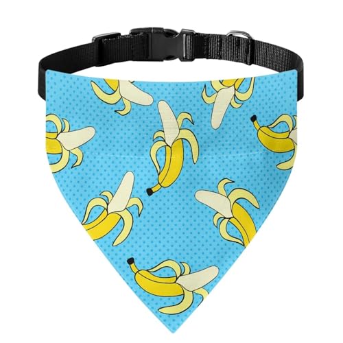 Xoenoiee Hundehalstuch, Vintage-Pop-Art-Bananenmuster, weiches Haustier-Lätzchen mit verstellbarer Schnalle, Haustier-Bandana-Halsband mit Metallring für einfache Befestigung der Leine, für kleine von Xoenoiee